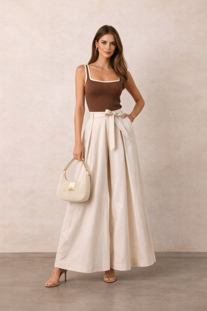 business casual pants women, high waisted wide leg pants, wide leg trousers women, workwear trousers women, neutral outfit pants women, elegant wide leg pants, cream wide leg pants outfit women, quiet luxury trousers outfit.