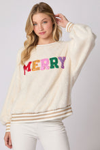 Load image into Gallery viewer, christmas sweatshirt women, plush winter sweatshirt women, cute holiday sweatshirt women, cozy oversized sweatshirt, embroidered sweatshirt women, crew neck oversized sweatshirt, sequin sweatshirt women, holiday sweater women, cute holiday sweatshirt women.