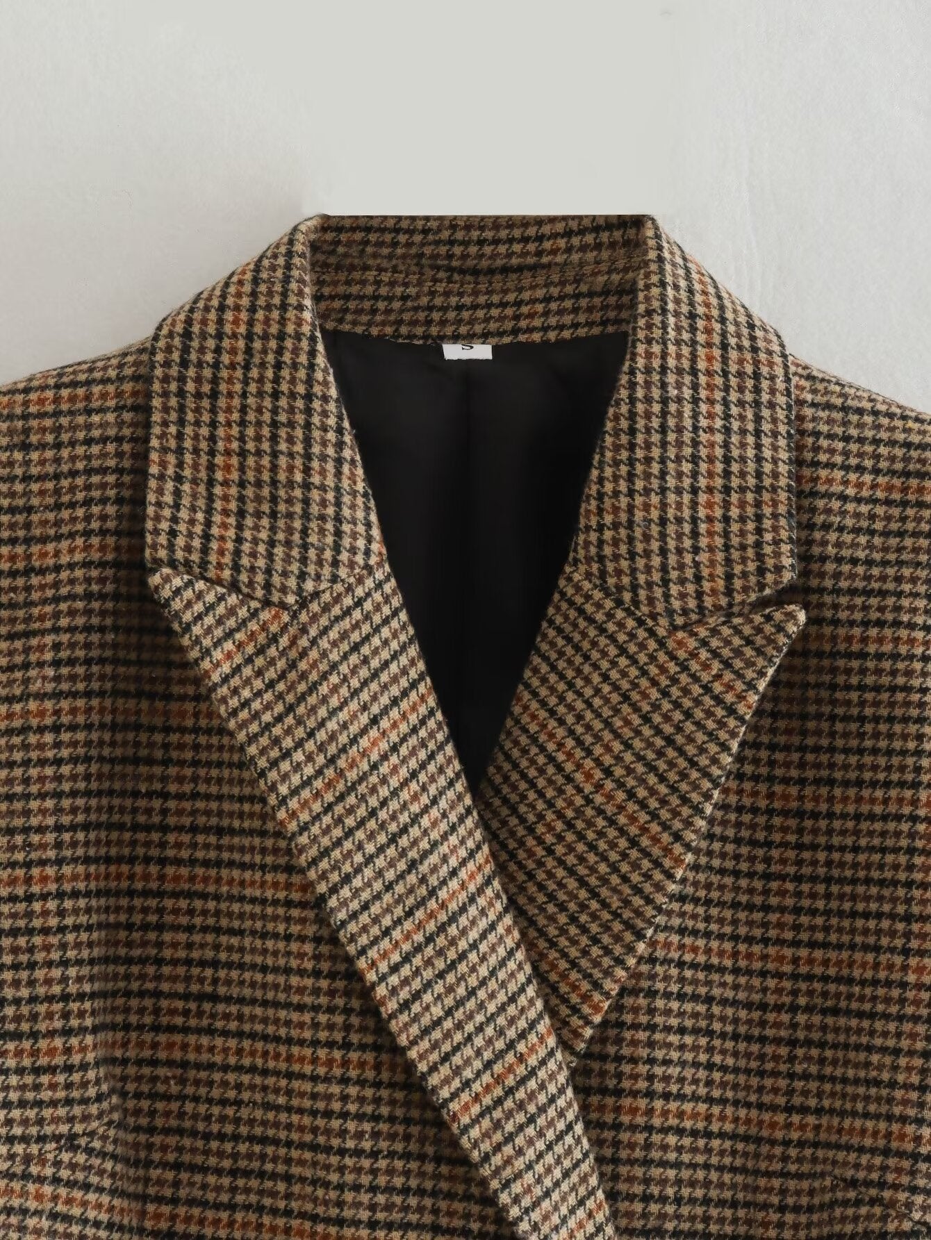 Brittany Camel Plaid Blazer Mini Dress for Women | Double-Breasted Houndstooth Blazer Dress| Classy Fall Outfit Blazer