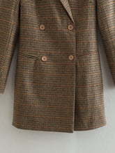 Load image into Gallery viewer, Brittany Camel Plaid Blazer Mini Dress for Women | Double-Breasted Houndstooth Blazer Dress| Classy Fall Outfit Blazer