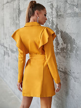 Load image into Gallery viewer, womens blazer dress,  Blazer Dress Outfit, suit dress, ,Power classic suit dress, Long coat Dress. Suit Coat Dress, Blazer Dress, womens business attire dress, womens semi formal dress, Women Blazer, Modern blazer, business casual women, formal wear dress, Long Blazer Dress, Jacket Dress womens power suit, double breasted dress, yellow suit coat, yellow blazer dress, women&#39;s jacket, women&#39;s suit coat.