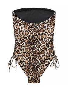 Leopard Luxe Bandeau One Piece Swimsuit | Strapless Bandeau | Animal Print Bikini| Monokini Swimsuit