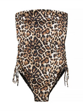 Load image into Gallery viewer, Leopard Luxe Bandeau One Piece Swimsuit | Strapless Bandeau | Animal Print Bikini| Monokini Swimsuit