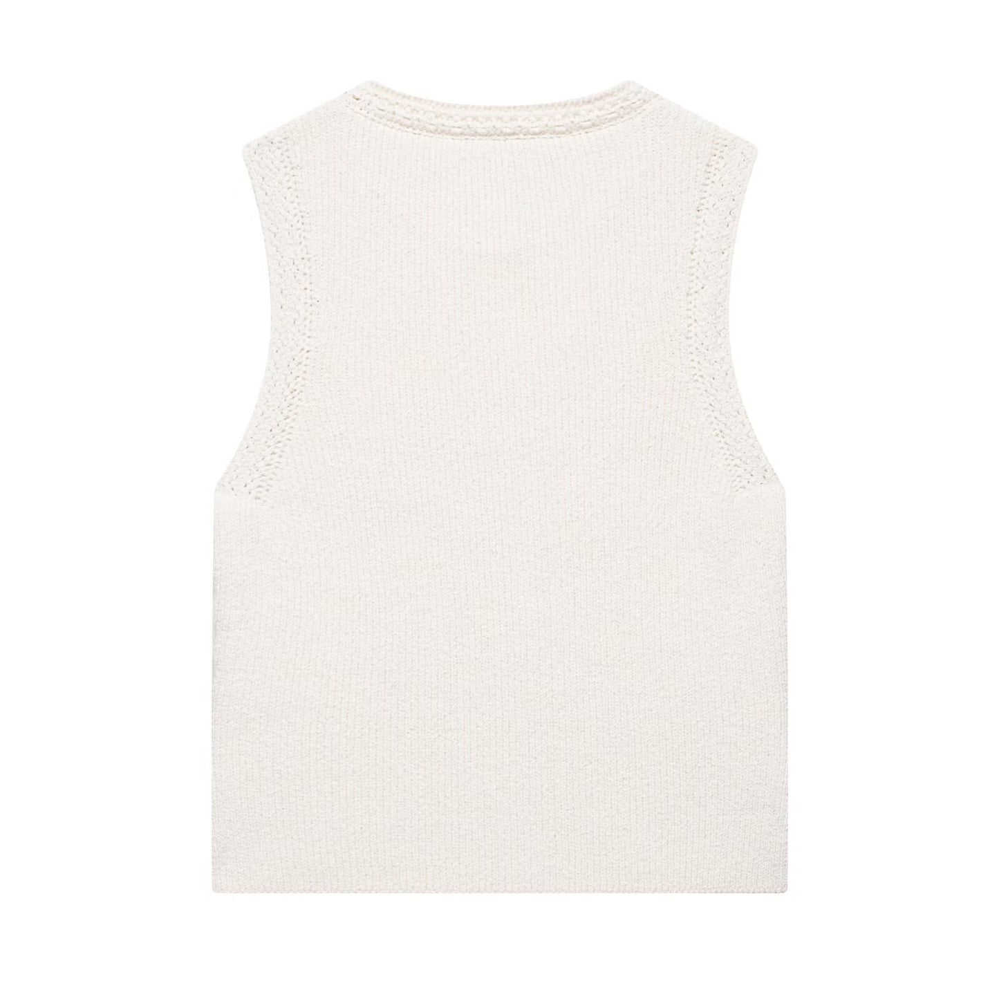Classy Cream Knit Vest with Gold Buttons | Sleeveless Layering Vest | Cropped Knit Top for Brunch & Workwear