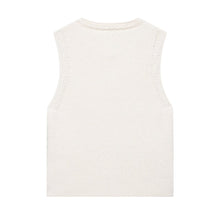 Load image into Gallery viewer, Classy Cream Knit Vest with Gold Buttons | Sleeveless Layering Vest | Cropped Knit Top for Brunch, Workwear &amp; Fall Outfits