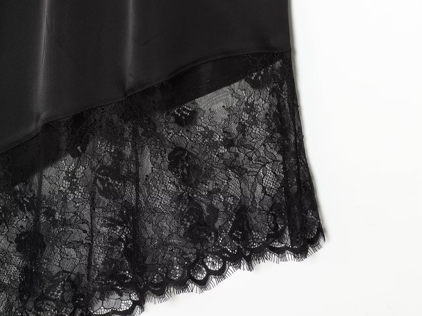 Amalfi High Neck Asymmetric Halter Lace-Hem Top | Elegant Satin Evening Halter Top