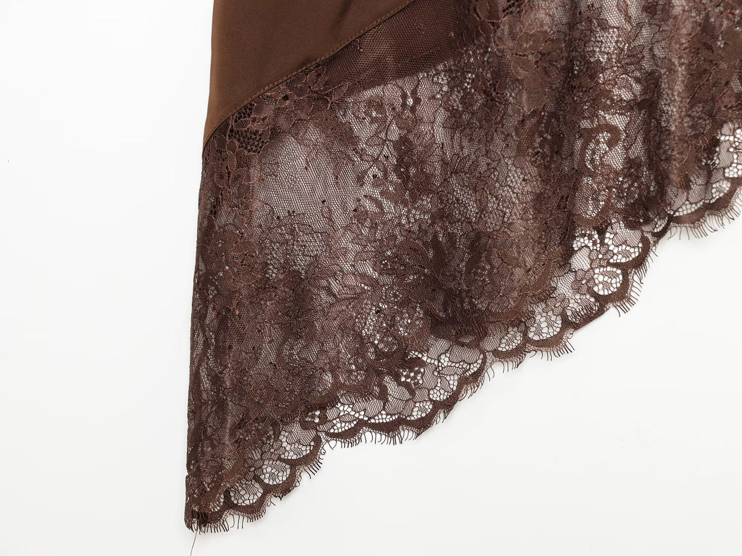 Amalfi High Neck Asymmetric Halter Lace-Hem Top | Elegant Satin Evening Halter Top