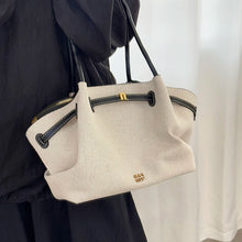 Load image into Gallery viewer, laptop friendly canvas tote bag under $100, affordable canvas tote bag for office, everyday canvas tote bag, quiet luxury canvas tote.