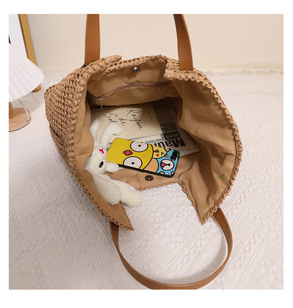 Beachy Oversized Straw Tote Bag – Chic Woven Straw Shoulder Bag