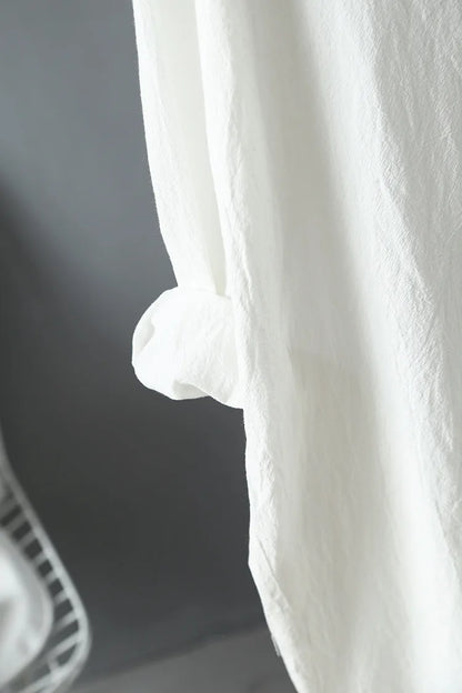 Chloe Summer Casual Oversized Shirt Dress – Cotton Linen Midi