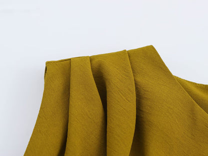 Amy Draped Midi Dress | Mustard Gold Semi formal Midi with Metallic Details | Work-to-Evening & Date Night Dress
