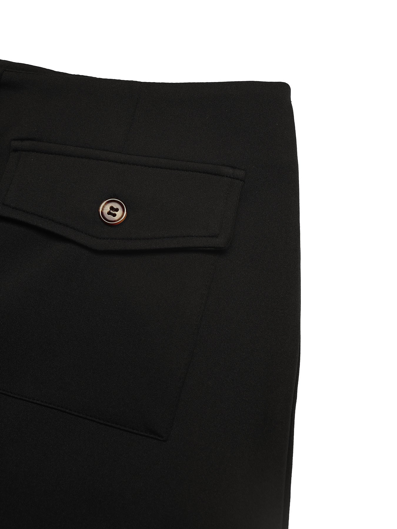 Claire Tailored High Waisted Black Midi Skirt with Slit | Button Front Midi Pencil Skirt