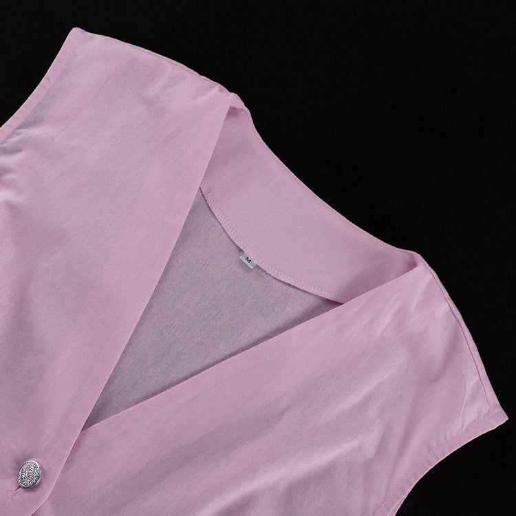 Aria Pink Cotton Matching Set | Women's Sleeveless Peplum Top & Wide-Leg Pants Co-Ord
