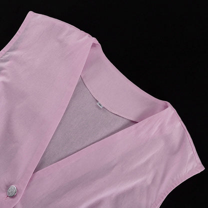 Aria Pink Cotton Matching Set | Women's Sleeveless Peplum Top & Wide-Leg Pants Co-Ord