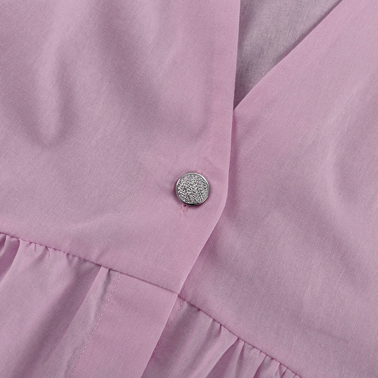 Aria Pink Cotton Matching Set | Women's Sleeveless Peplum Top & Wide-Leg Pants Co-Ord
