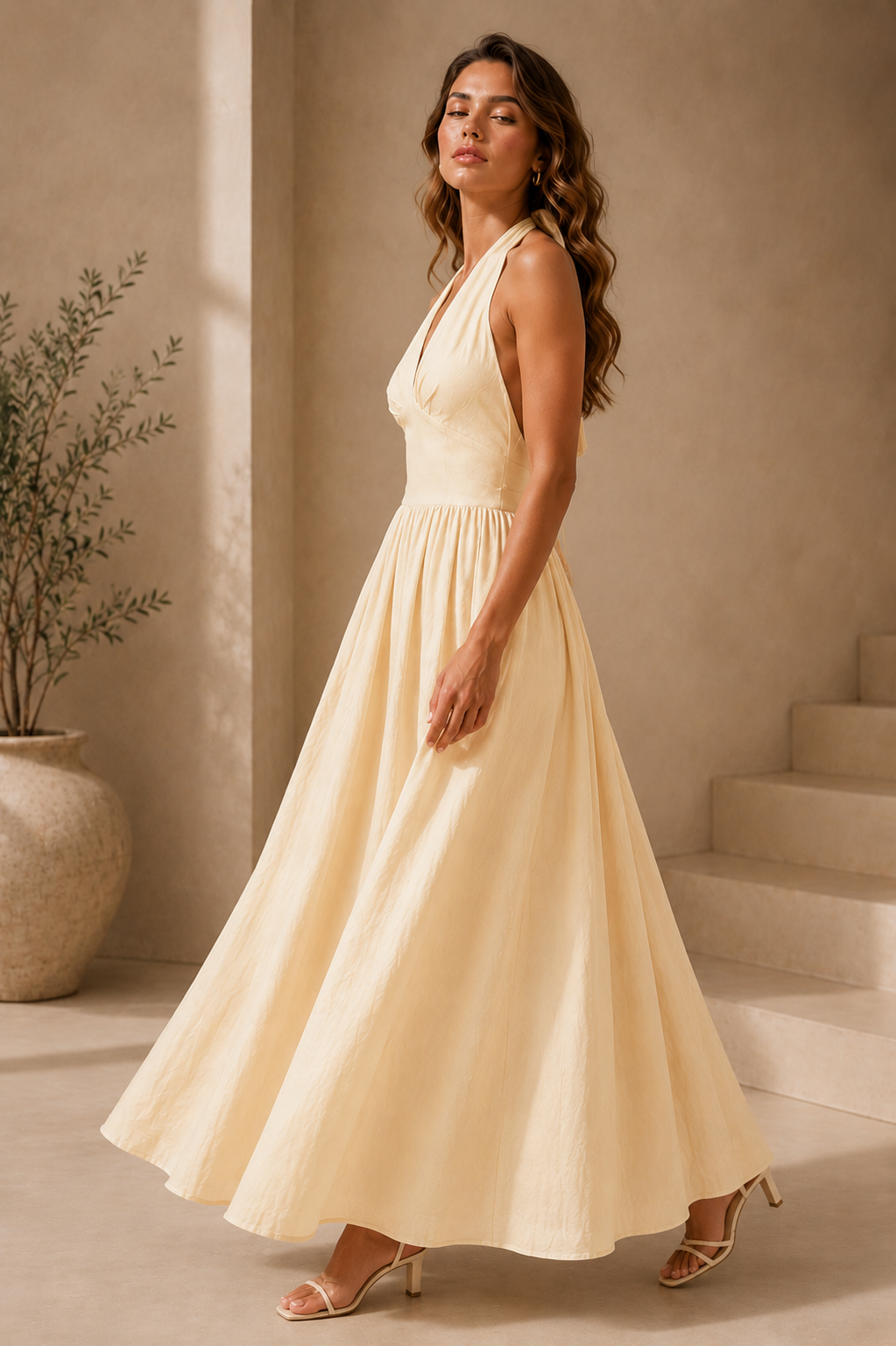 Blair Summer Open Back Halter Maxi Dress | Deep V Tie Back A-Line Elegant Halter Vacation & Wedding Guest Dress Own Your Drama Blair Summer Open Back Halter Maxi Dress | Deep V Tie Back A-Line Elegant Halter Vacation & Wedding Guest Dress Own Your Drama
