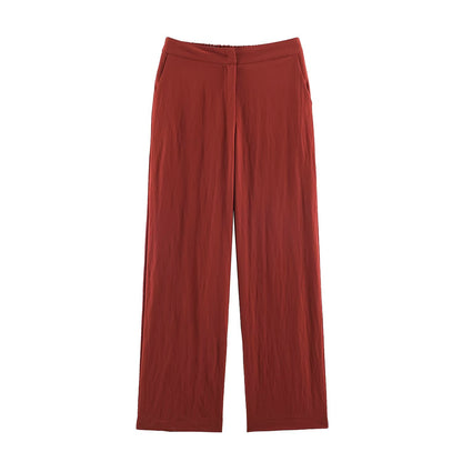 Autumn Cinched Waist Shirt Jacket & Wide Leg Pants Outfit Set
