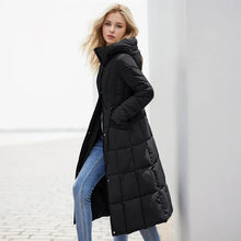 Load image into Gallery viewer, quilted long puffer parka coat,  puffer parka, puffer coat, womens parka coat, long black puffer coat, down coat women, long puffer jacket women, down coat, hooded down jacket, Women&#39;s Down Winter Coat, women&#39;s winter coats &amp; jackets, women&#39;s down coats &amp; jackets, womens parka coat, ladies parka, puffer parka coat.