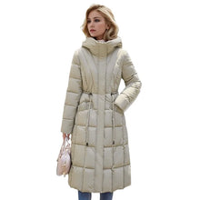 Load image into Gallery viewer, quilted parka coat, parka coat, quilted coat, puffer jacket womens, parka down jacket, long puffer jacket, winter jacket women, parka jacket women, puffer parka, puffer coat, womens parka coat, long black puffer coat, down coat women, long puffer jacket women, down coat, hooded down jacket, Women&#39;s Down Winter Coat, women&#39;s winter coats &amp; jackets