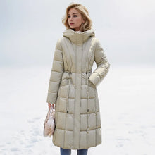 Load image into Gallery viewer, quilted parka coat, parka coat, quilted coat, puffer jacket womens, parka down jacket, long puffer jacket, winter jacket women, parka jacket women, puffer parka, puffer coat, womens parka coat, long black puffer coat, down coat women, long puffer jacket women, down coat, hooded down jacket, Women&#39;s Down Winter Coat, women&#39;s winter coats &amp; jackets.