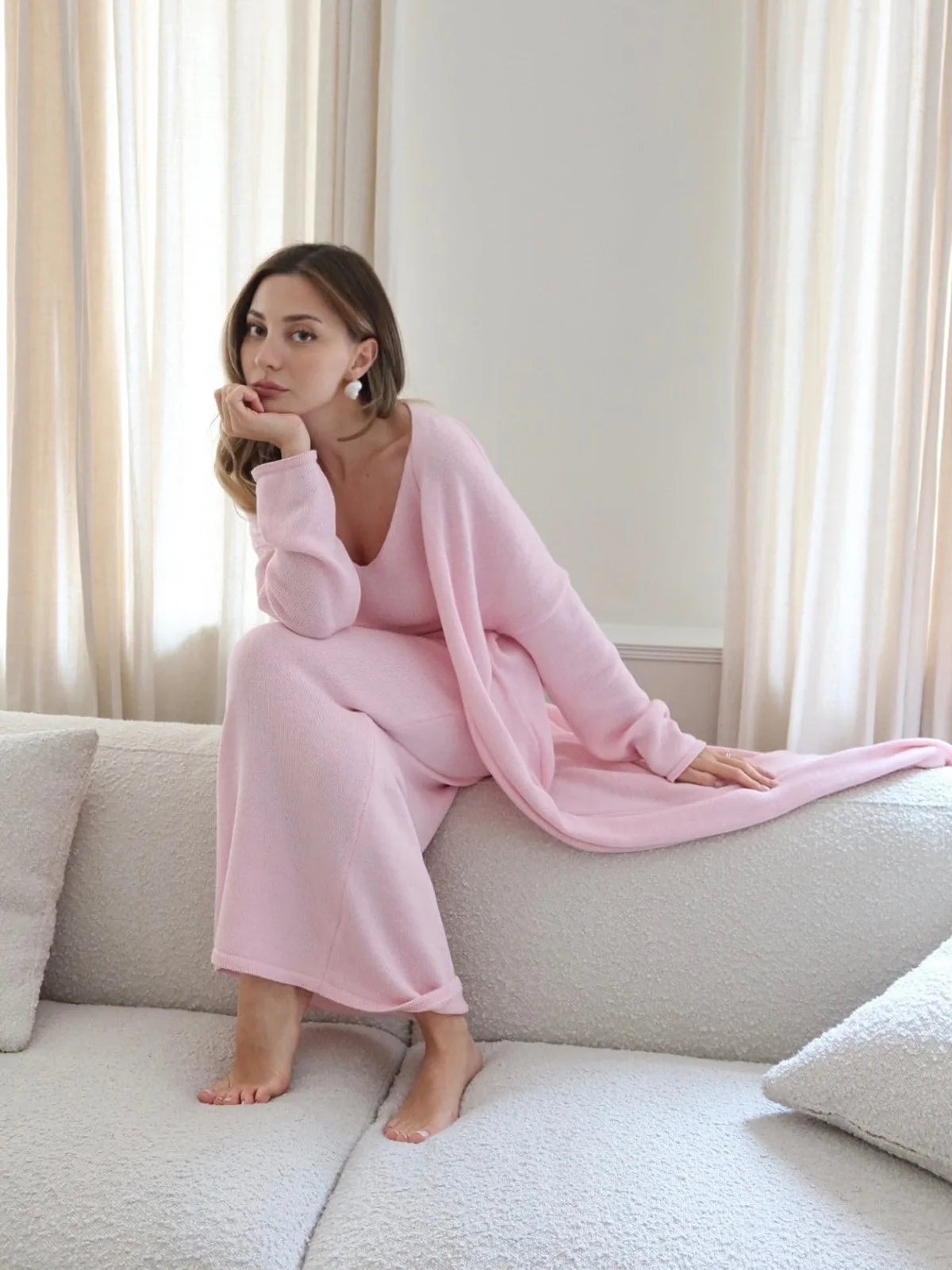 pink knit maxi dress and cardigan set, beige knit outfit set, green longline cardigan maxi dress, sleeveless knit maxi co-ord, business casual knit set, quiet luxury knit maxi, old money fall outfit set, comfy knit maxi dress set, v-neck knit maxi cardigan, flowy cardigan knit dress.