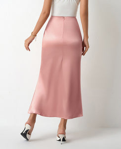 pink satin skirt