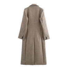 Load image into Gallery viewer, Alessia Plaid Wool Coat for Women | Tailored Long Check Overcoat with Notched Lapel | Quiet Luxury Fall Plaid Trench Coat