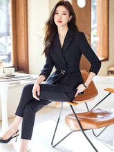 Load image into Gallery viewer, Fancy Pantsuit, Dressy Pantsuit, Women Formal wear, womens pantsuit, womens formal pant suits, ladies trouser suit, ladies pant suits, pant suits for women, womens formal wear, women suit set, womens office wear, black pantsuit, blazer and pant set.