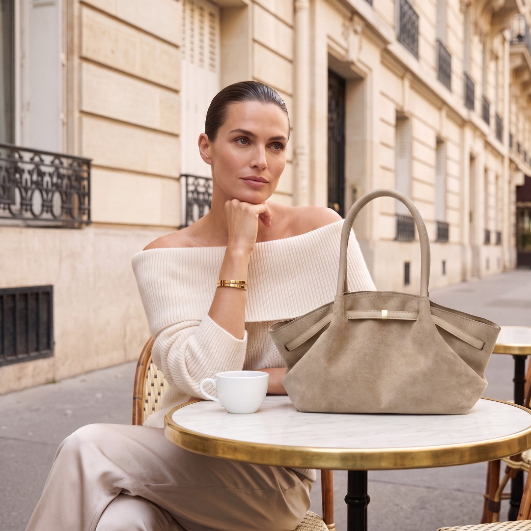 Work tote bag laptop with a spacious oversized slouchy tote design, velvety faux suede finish, decorative belted trim, and long handles, ideal for work bag women laptop everyday use.