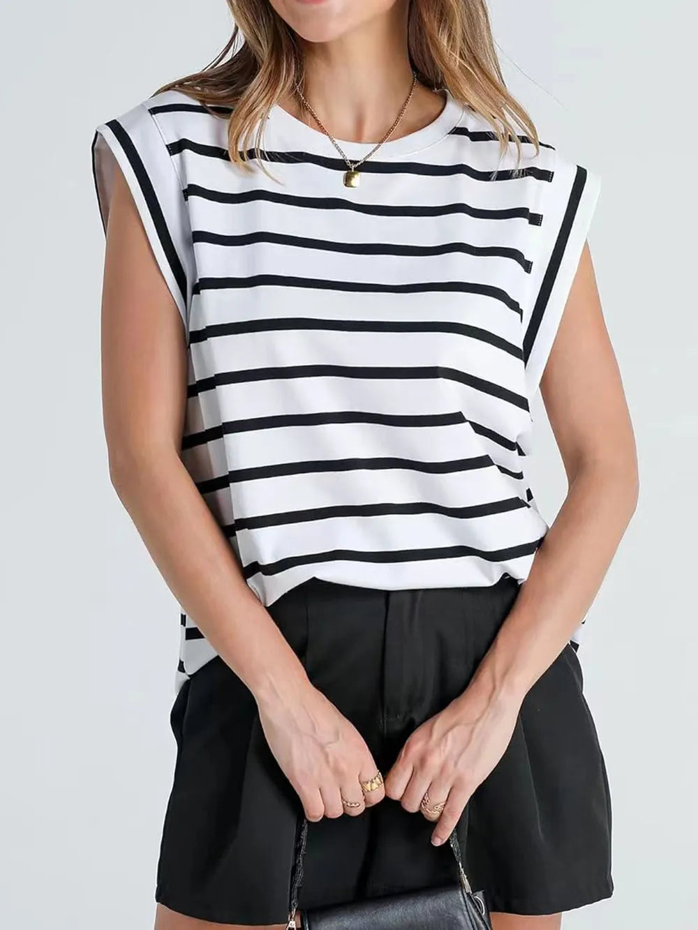 French girl striped top, relaxed fit striped tee women, European summer tops for women, coastal grandmother outfit top, Women’s striped cap sleeve top in soft lightweight fabric with a relaxed silhouette, casual chic striped summer top for European vacation outfits and effortless everyday styling.