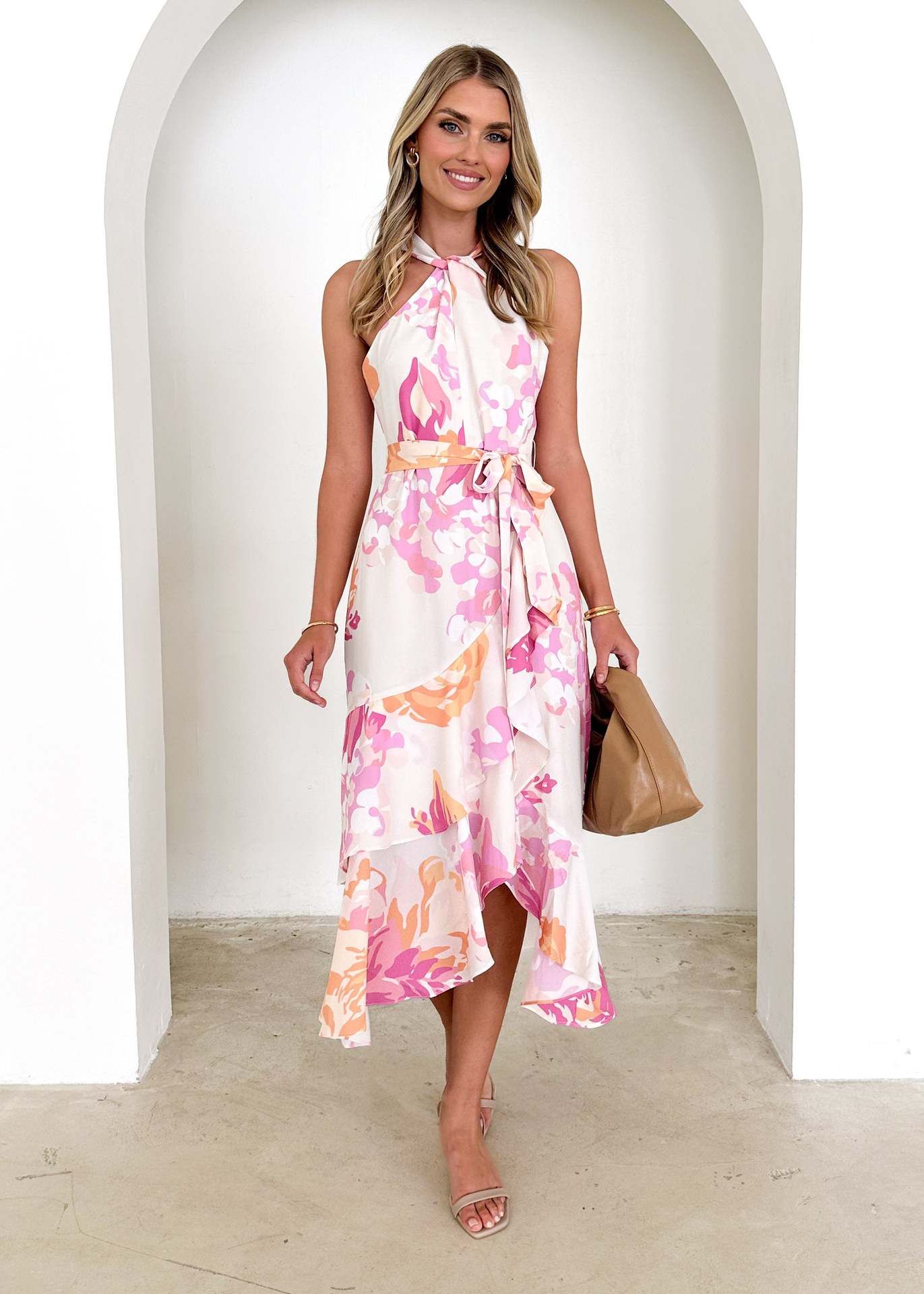 Green Printed Assymetric Midi Dress Green / M Green Printed Assymetric Midi Dress Green / M