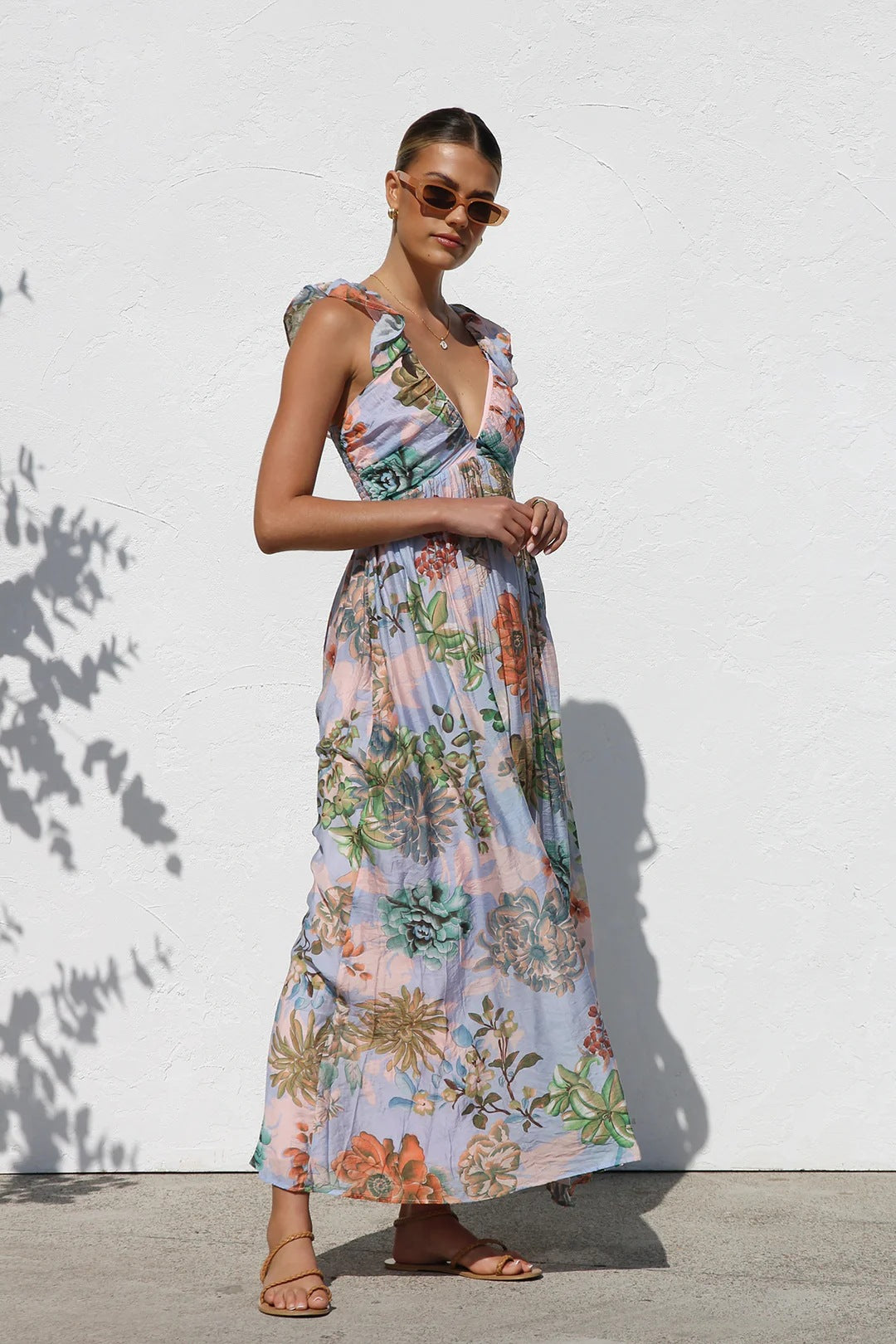 Summer Sunlit Breeze Floral Maxi Sundress