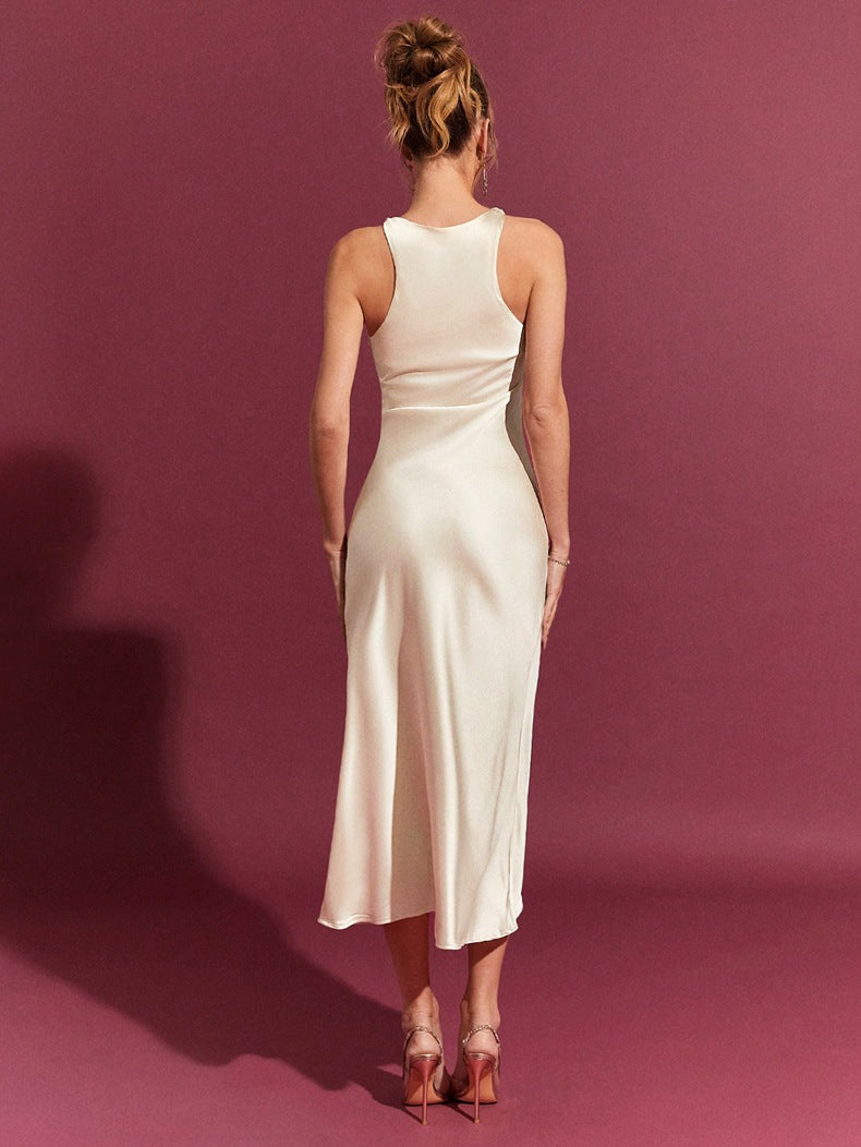 ivory satin dress