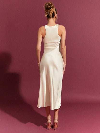 ivory satin dress