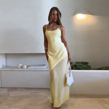 Load image into Gallery viewer, satin maxi dress, long maxi dress, mesh dress, sheer maxi dress, summer maxi sundress, vacation maxi dress, beach maxi dress, cami dress, summer cocktail dresses, wedding party dresses, cocktail dresses for wedding guest, sexy cocktail dress, long cocktail dresses, sexy party dresses.