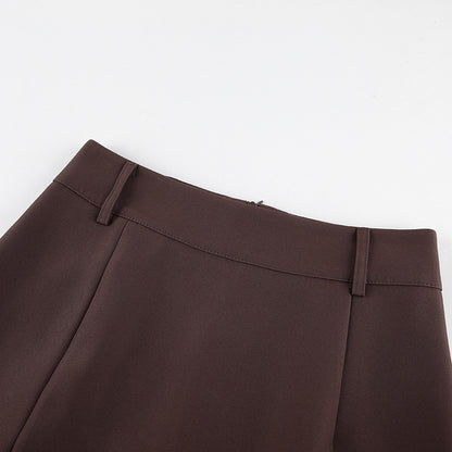 Berlin High Waisted Tailored Midi Skirt with Lace panel | High Slit Pencil Midi Skirt
