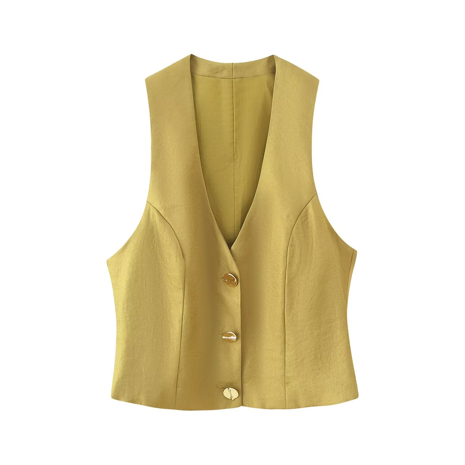 Mustard tailored vest wide-leg trouser set