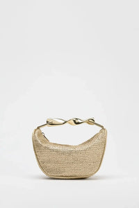 Sustainable woven tote purse for weddings or work, Pinterest-worthy sculpted handle purse, sculptural handle bucket bag, statement handle purse.