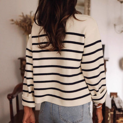 striped cardigan women, black and white striped cardigan, nautical sweater women, office cardigan women.