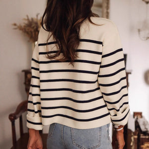 striped cardigan women, black and white striped cardigan, nautical sweater women, office cardigan women.