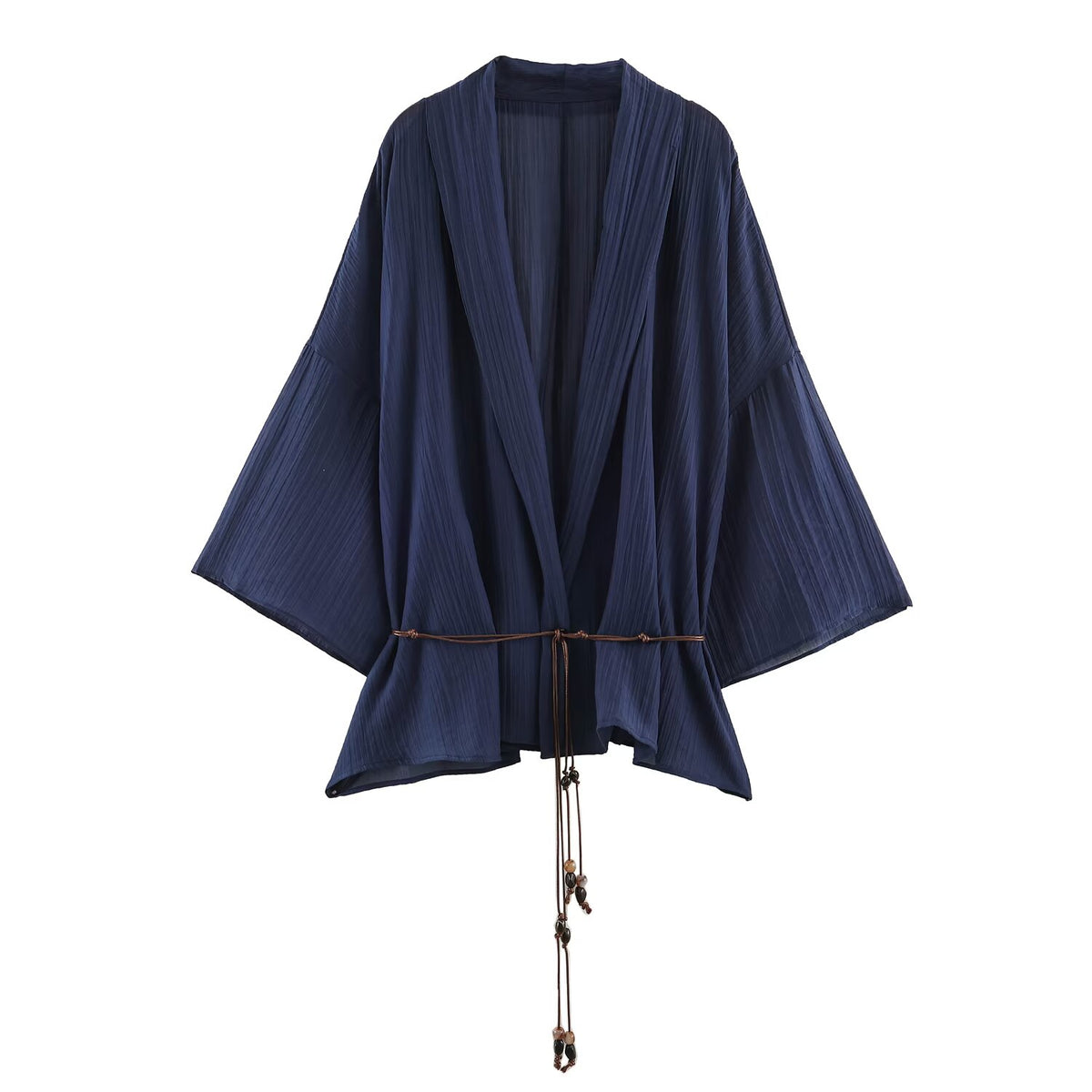 Alvira Navy Pleated Wrap-Front Co-Ords