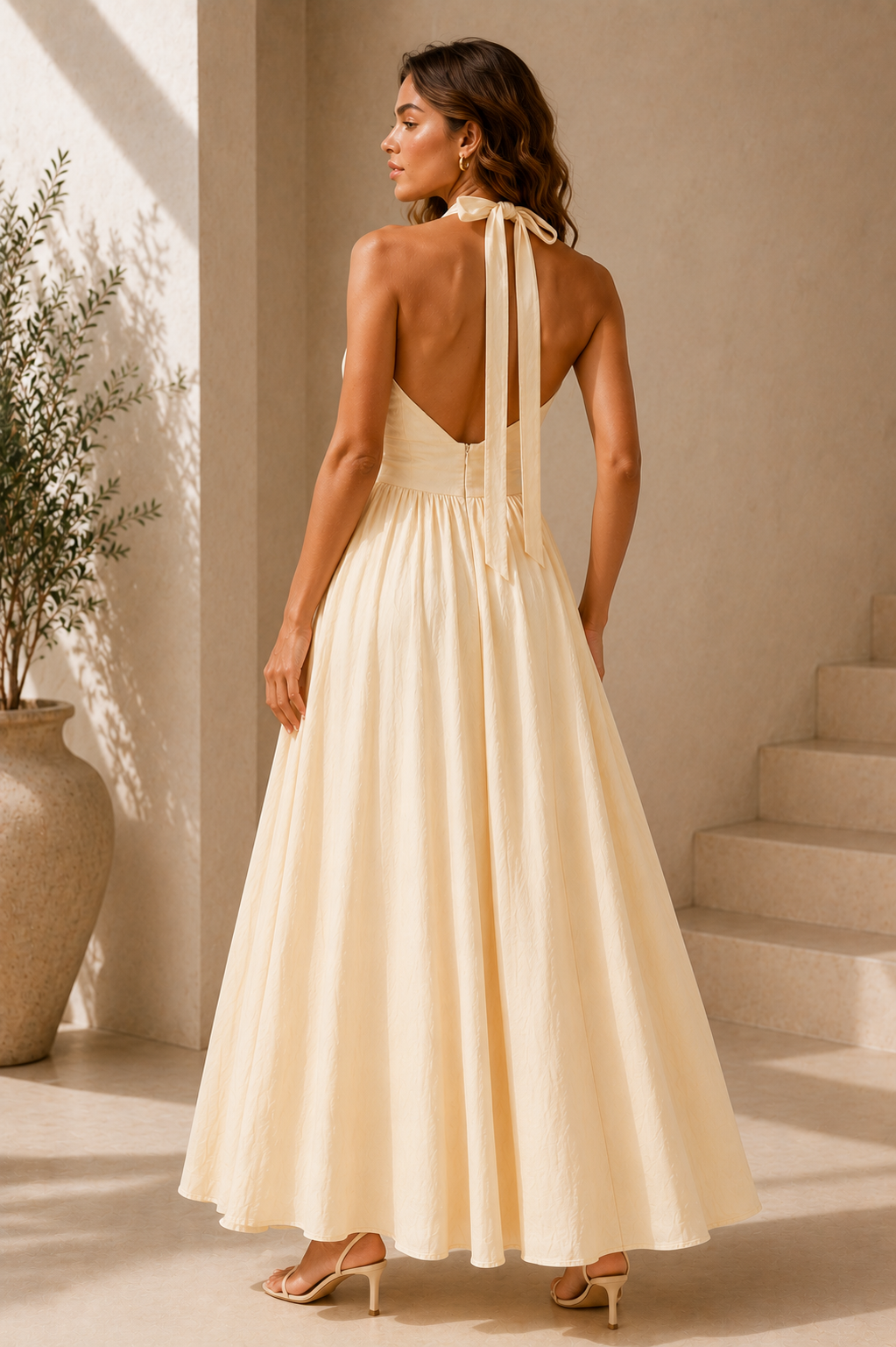 summer maxi dress backless with tie Sokhug Summer Maxi Dresses for Women 2026 Long Dress Backless Halter Crisscross Back Tie Waist Flowy Party and Beach Dress, Women's, Size: XS