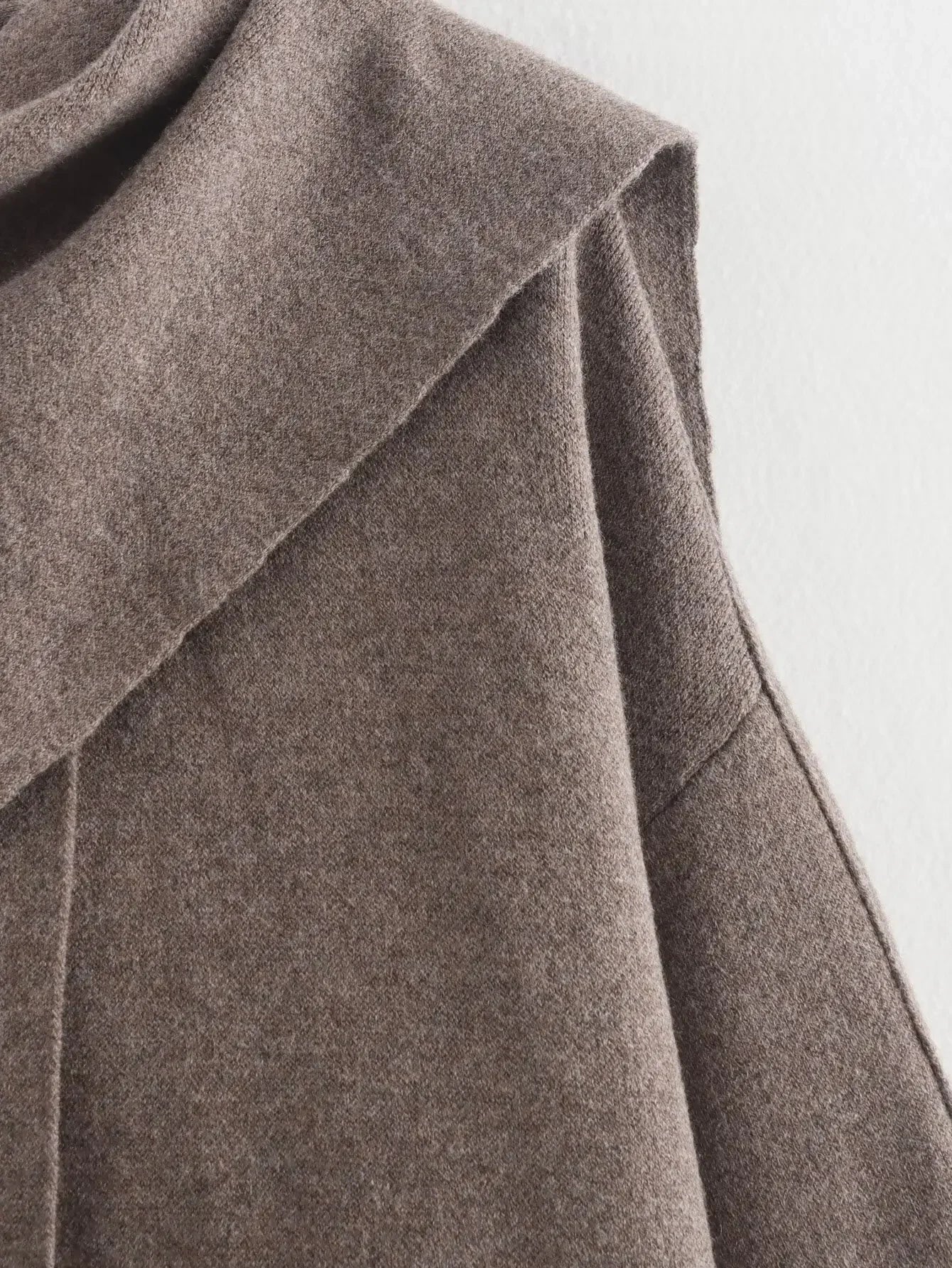 Aristella Draped Cape Scarf Coat | Layered Quiet Luxury Sweater with Attached Scarf | Elegant Shawl Collar Coat