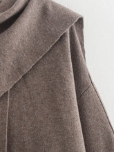 Load image into Gallery viewer, Aristella Draped Cape Scarf Coat | Layered Quiet Luxury Sweater with Attached Scarf | Elegant Shawl Collar Coat