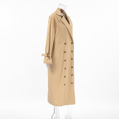 tortoiseshell button trench coat women