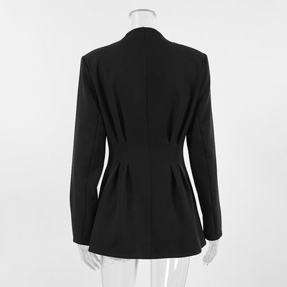 v-neck blazer women black