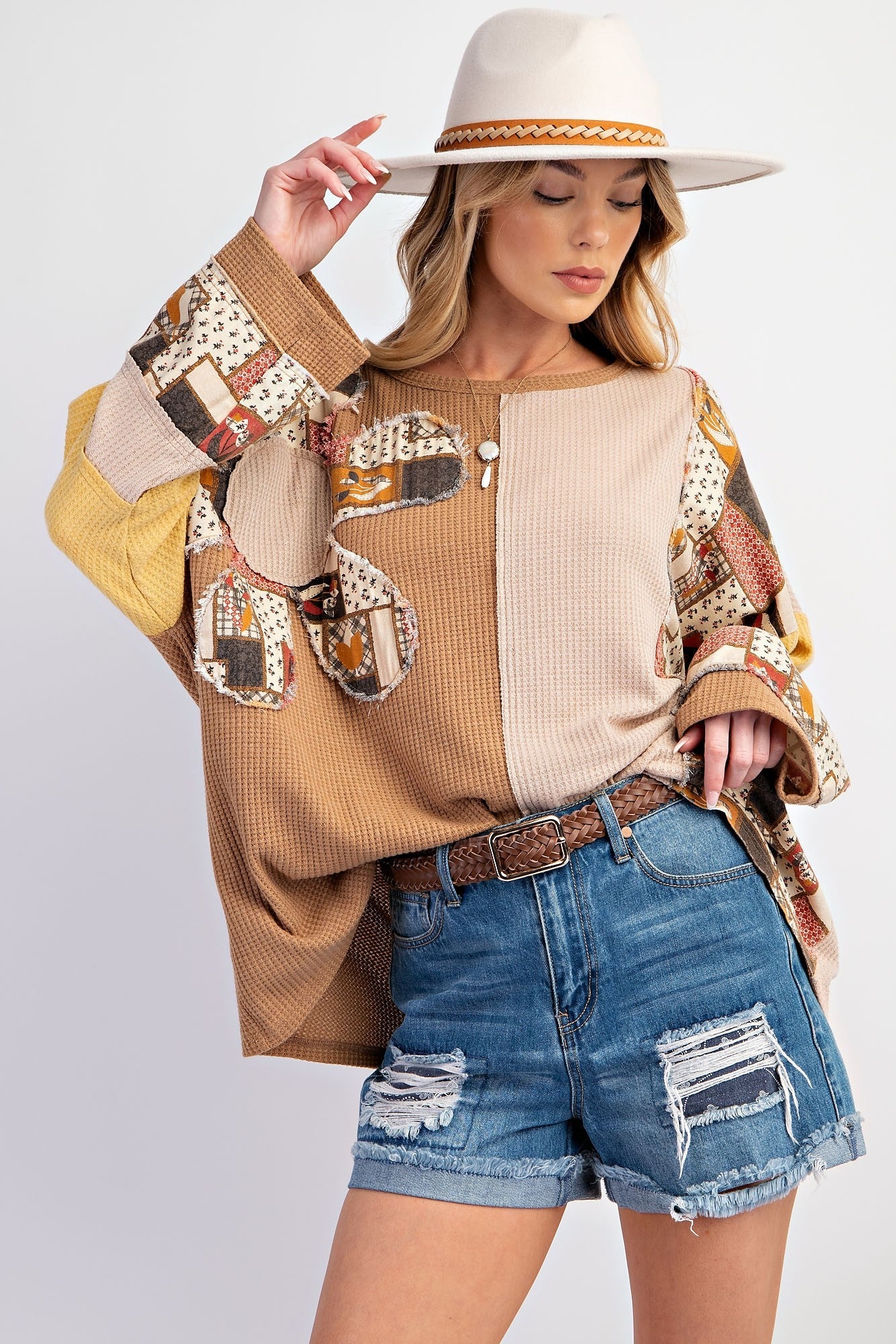 Mud Pie Women's Maple Oversize Sweater – Colorblock Relaxed Fall Top With Dolman Sleeves - View #3