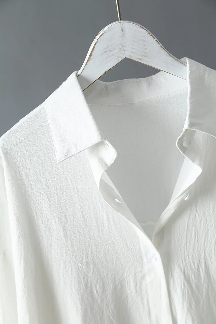 Chloe Summer Casual Oversized Shirt Dress – Cotton Linen Midi