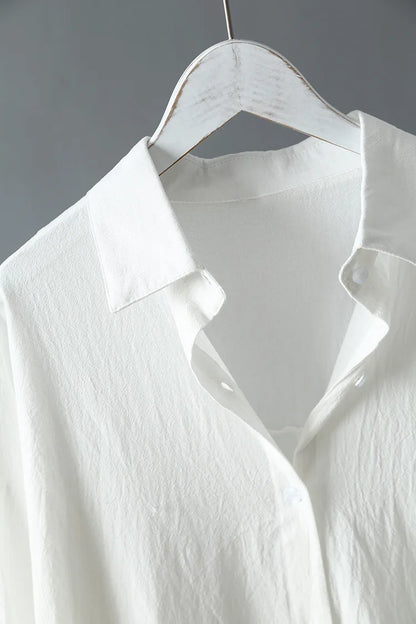 Chloe Summer Casual Oversized Shirt Dress – Cotton Linen Midi