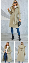 Load image into Gallery viewer, womens down jacket, parka for women, duck down coat, parka coat, belted coat, duck down jacket womens,  womens down coats and jackets duck down jacket, hooded parka jacket, hooded down jacket, down coat, winter coats women, long line coat, womens dressy winter coats, womens outdoor coat, womens long parka coat.